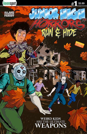 JUNIOR HIGH HORRORS RUN & HIDE #1 (ONE SHOT) CVR A ERIC KENT WEAPONS SPOOF BAGGED WITH TRADING CARD 09/23/2026