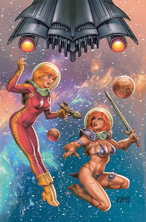 RED SONJA BARBARELLA #1 CVR J JOSEPH MICHAEL LINSNER LTD VIRGIN VAR 11/11/2026