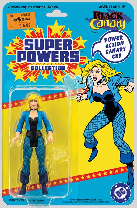 JUSTICE LEAGUE UNLIMITED #26 CVR E JASON GEYER & ALEX SAVIUK BLACK CANARY SUPER POWERS ACTION FIGURE CARD STOCK VAR 12/23/2026