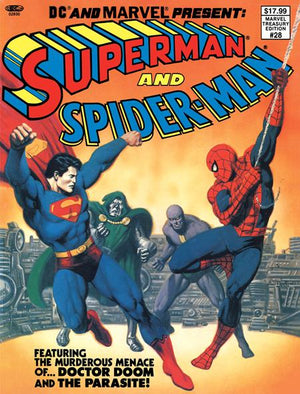 DC AND MARVEL PRESENT SUPERMAN AND SPIDER-MAN (MARVEL TREASURY EDITION #28) #1 FACSIMILE EDITION CVR C JOHN ROMITA SR & BOB LARKIN FOIL VAR 02/04/26