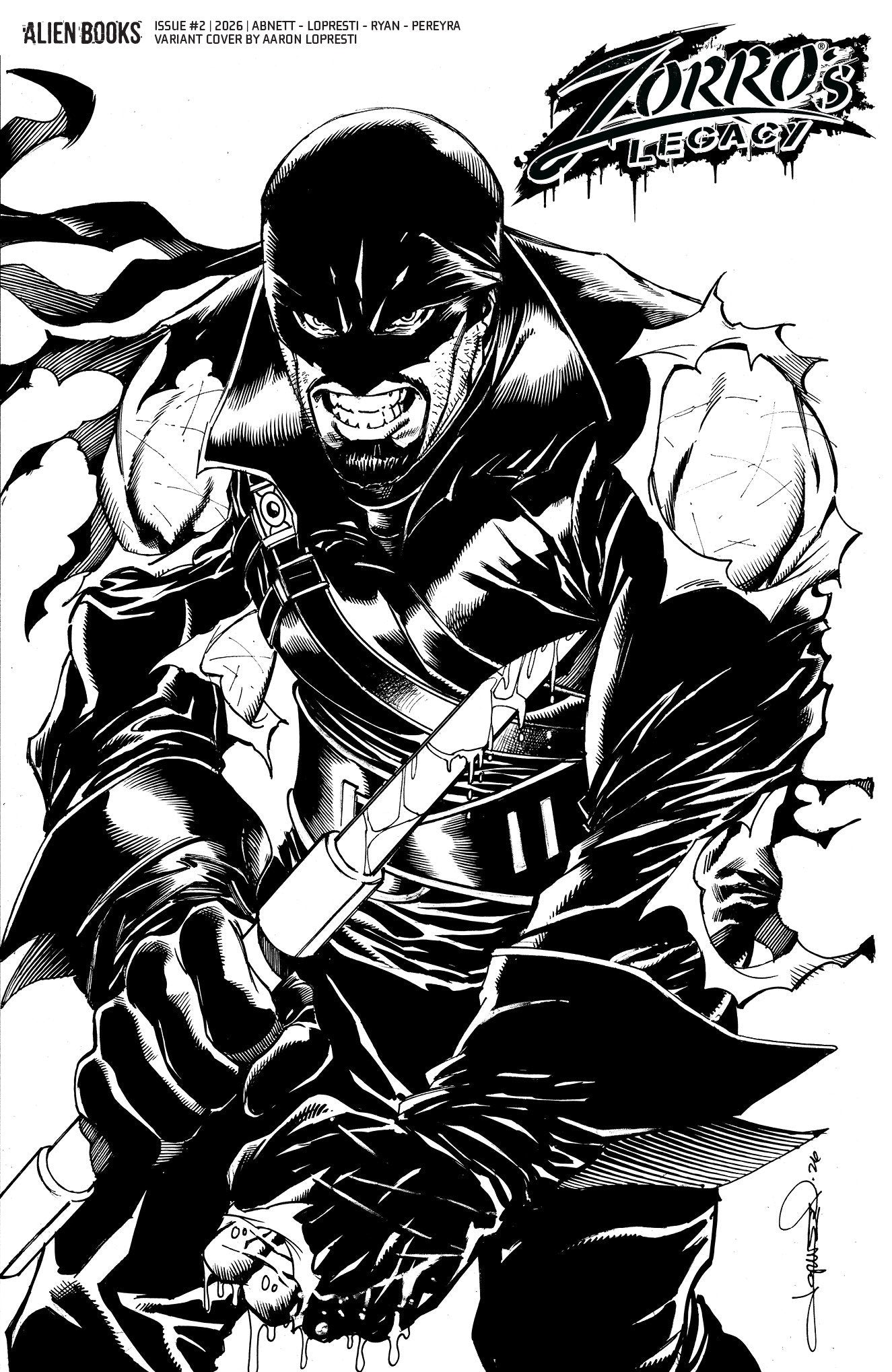 ZORRO'S LEGACY #2 VARIANT D (LOPRESTI B&W) 08/19/2026