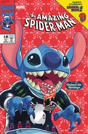 AMAZING SPIDER-MAN #18 BEN SU DISNEY STITCH UNLEASH THE HOLIDAYS VARIANT 12/24/2025