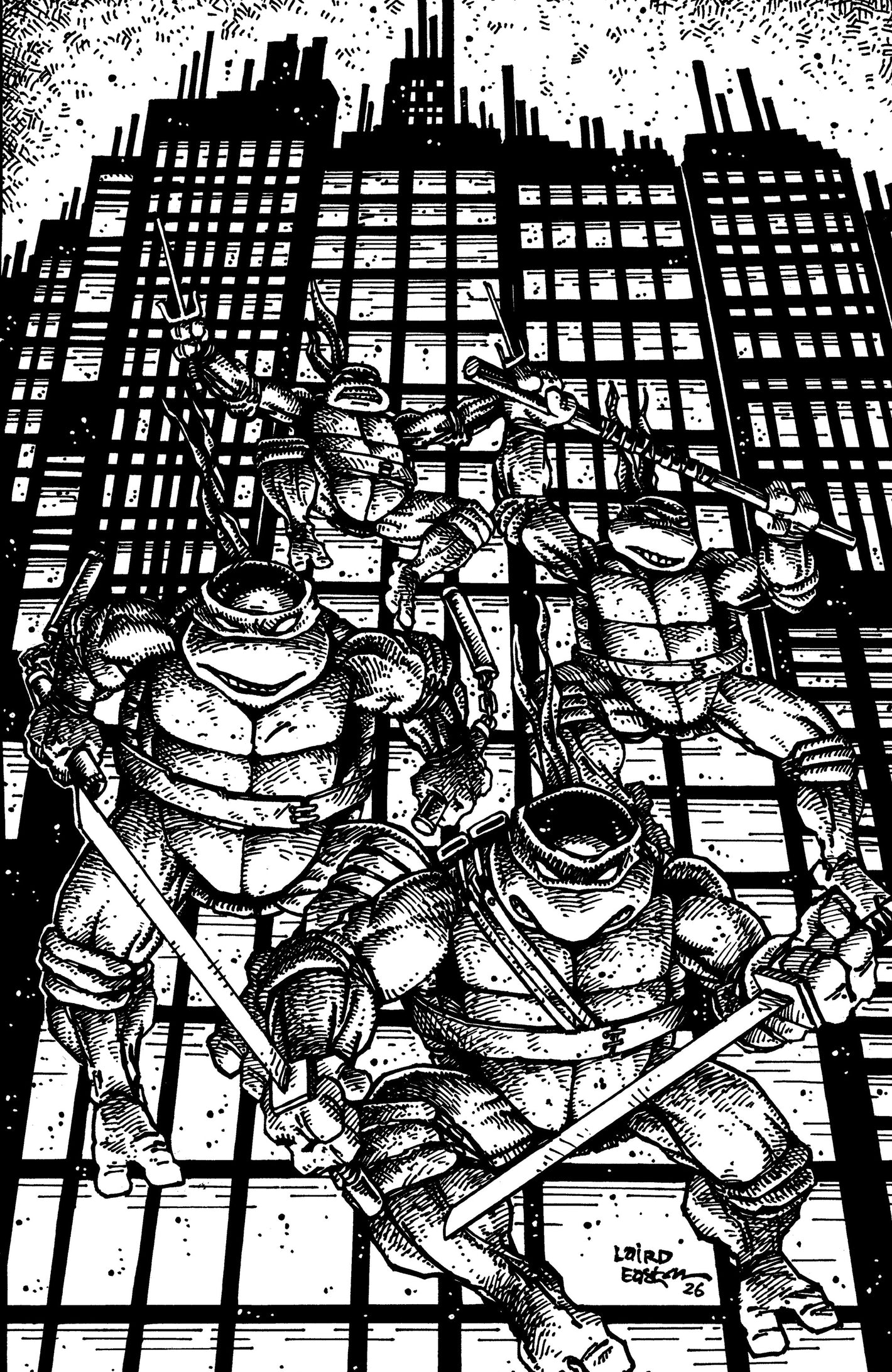 TEENAGE MUTANT NINJA TURTLES #20: 300TH ISSUE SPECIAL 1/25 EASTMAN & LAIRD B&W VARIANT 07/22/2026