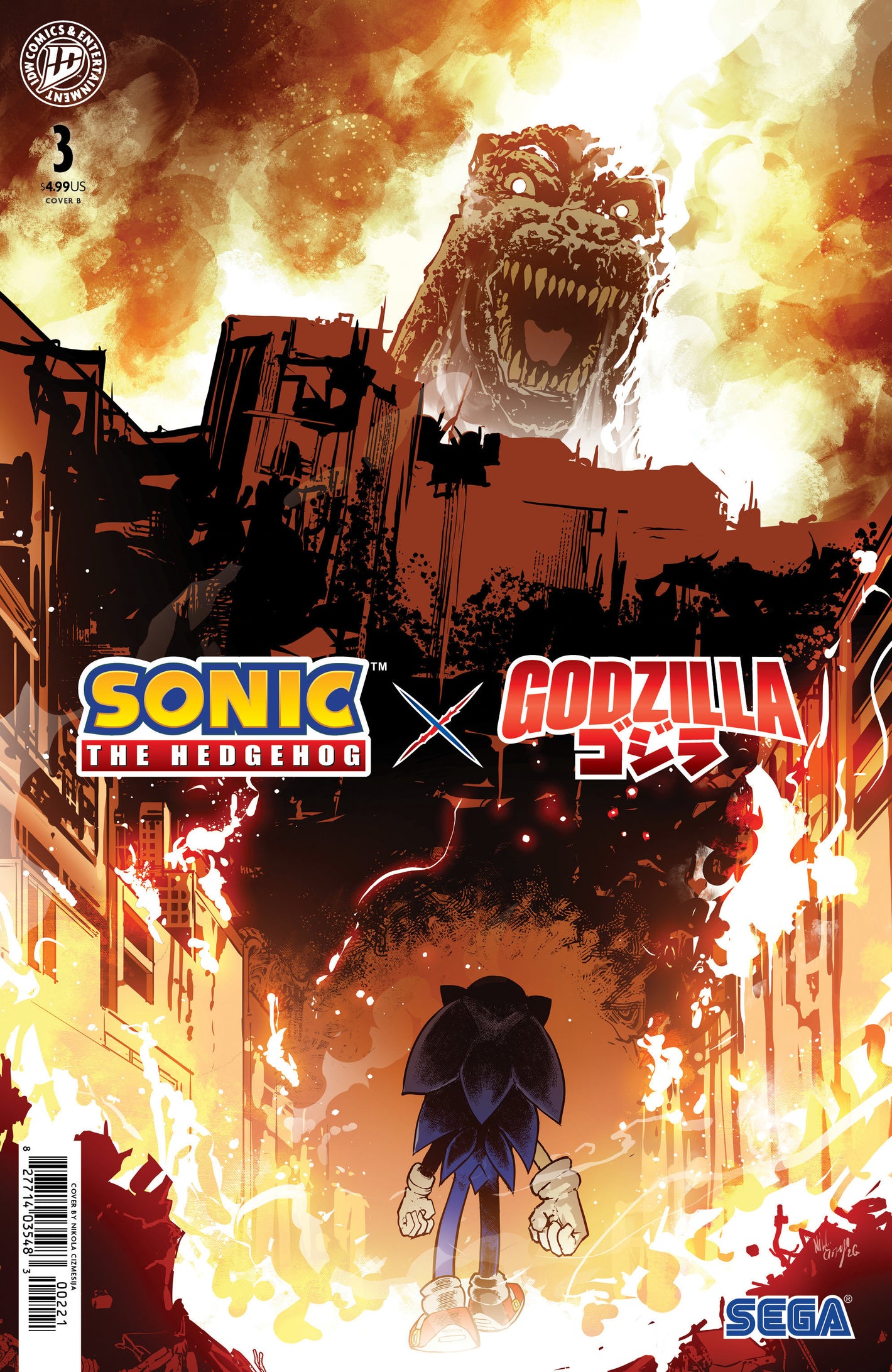 SONIC THE HEDGEHOG X GODZILLA #3 VARIANT B (CIZMESIJA) 10/14/2026
