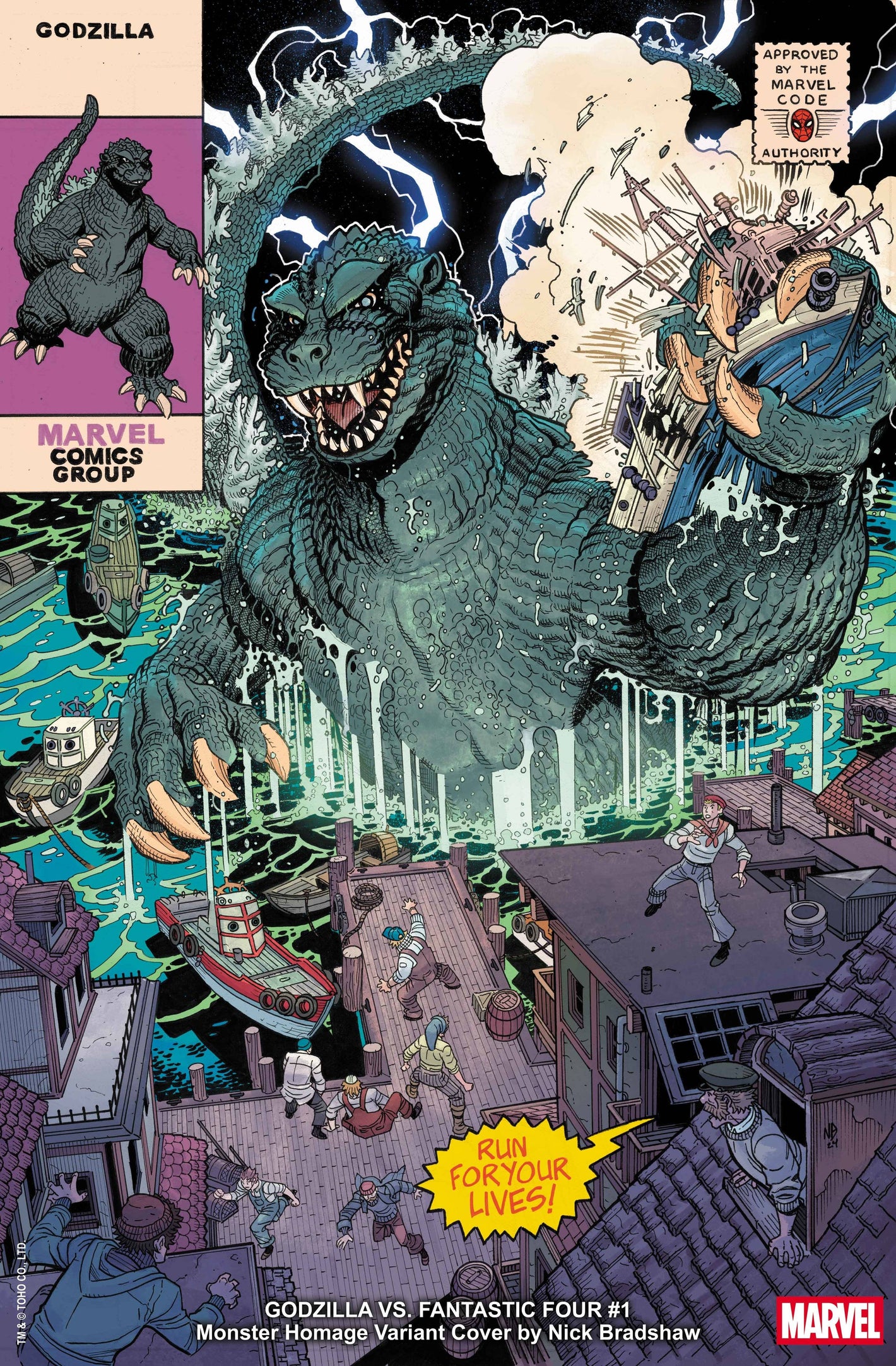 GODZILLA VS FANTASTIC FOUR #1 BRADSHAW MONSTER HOMAGE VAR